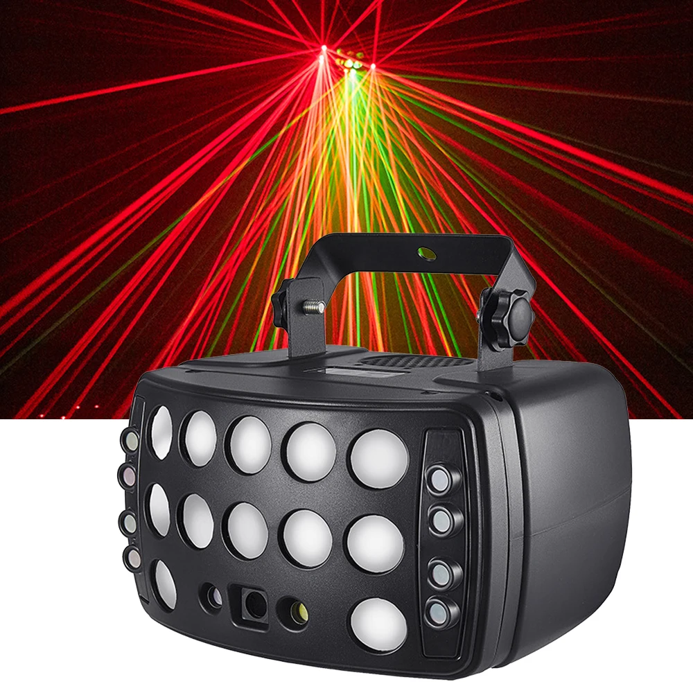 

Remote Control Laser Rain Butterfly Light 3IN1 Effect Dj Party Light DMX RGBW LED Laser Strobe Disco Beam Stage Lighting Effect