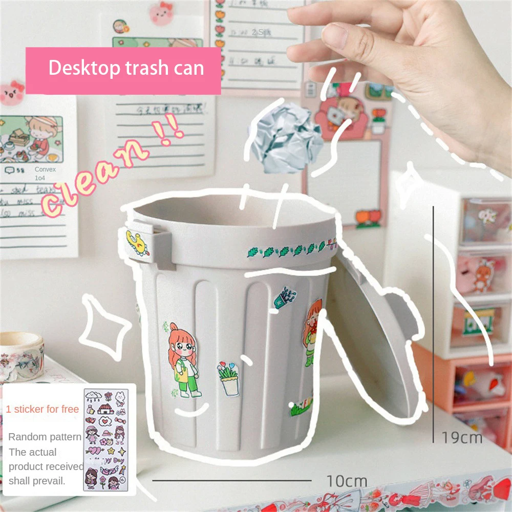 Student Personal Trash Bin Mini Pp Garbage Cans With Lid Waste Bin