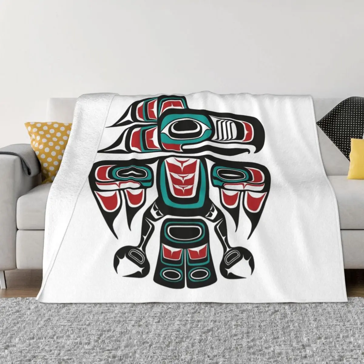 Haida Tlingit Native Raven Totem Coperta Calda Per Coperte Invernali Per Divani Coperte Vintage