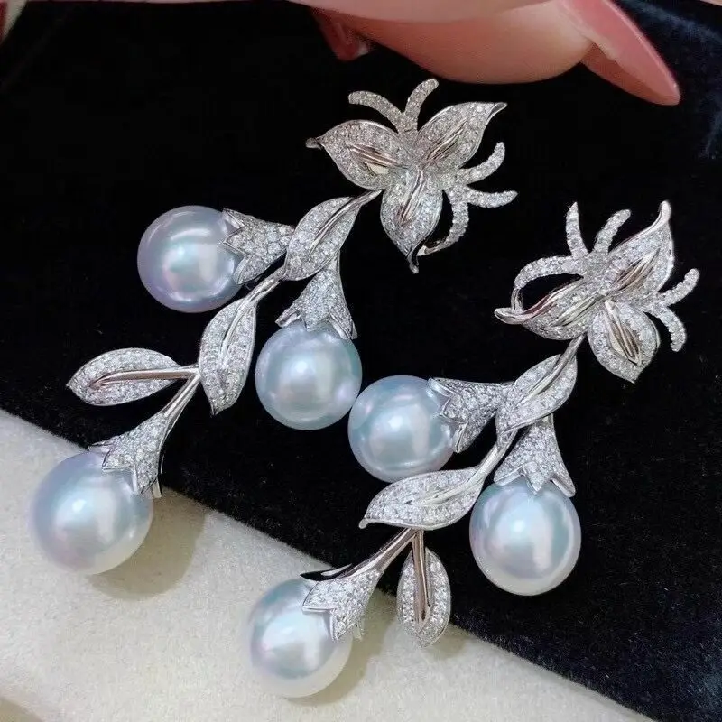 

charming south sea silver grey pearl earring 925s