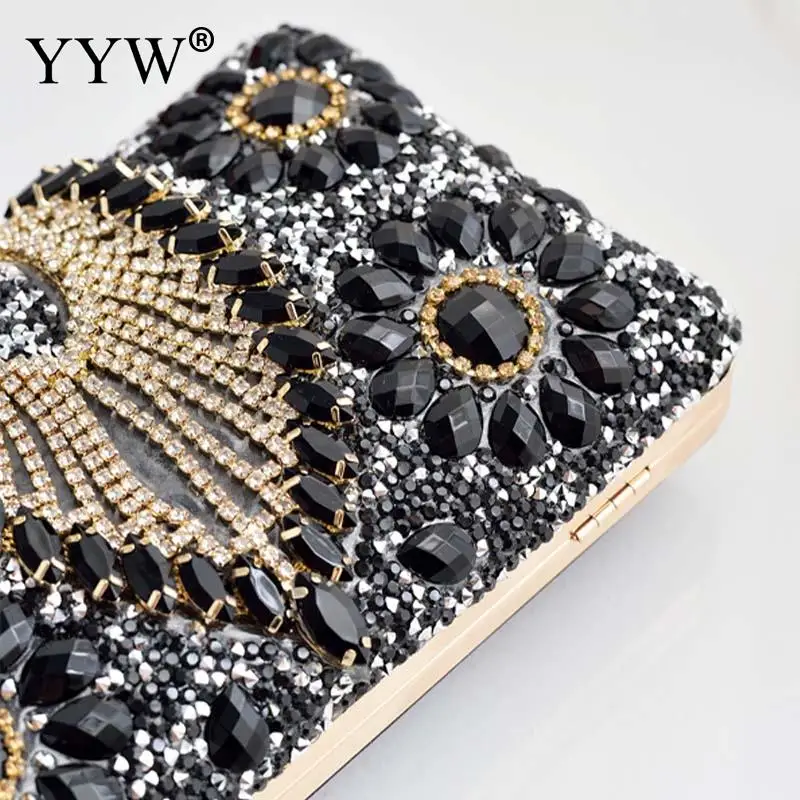 Luxury Rhinestone Beads Women Evening Handbag Bling Sequins Diamond Clutch Purse Lady Party Metal Chain Shoulder Messenger Bag