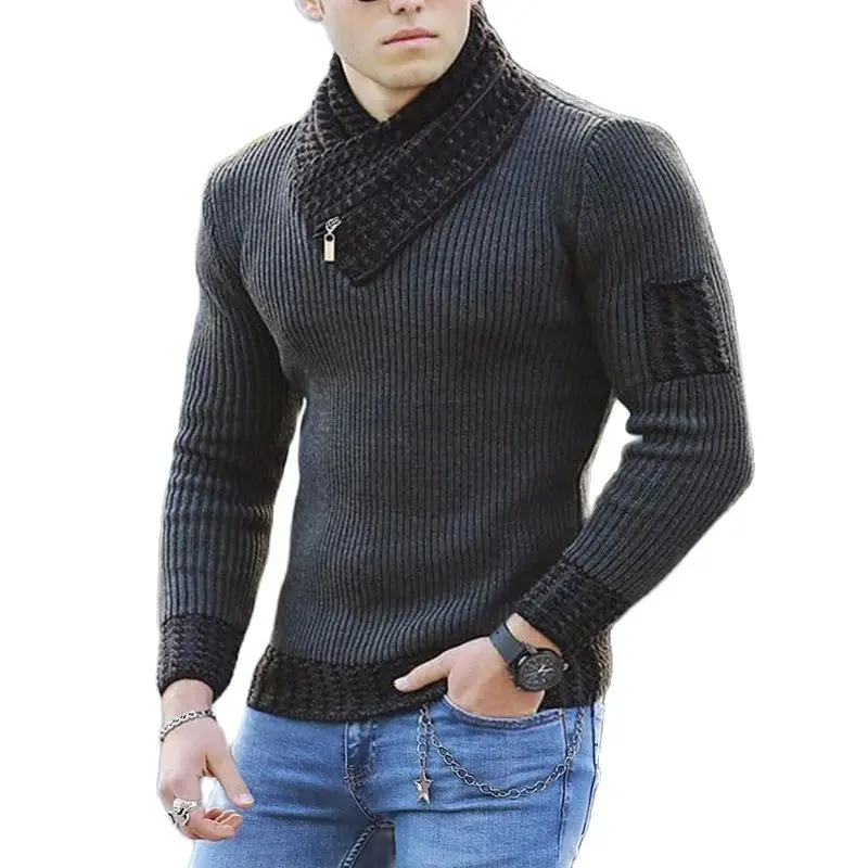 

2023 Autumn/Winter Men's Casual Vintage Sweater Fashion High Neck Pullover Plus Size Men's Warm Top Street Strolling Knitwear
