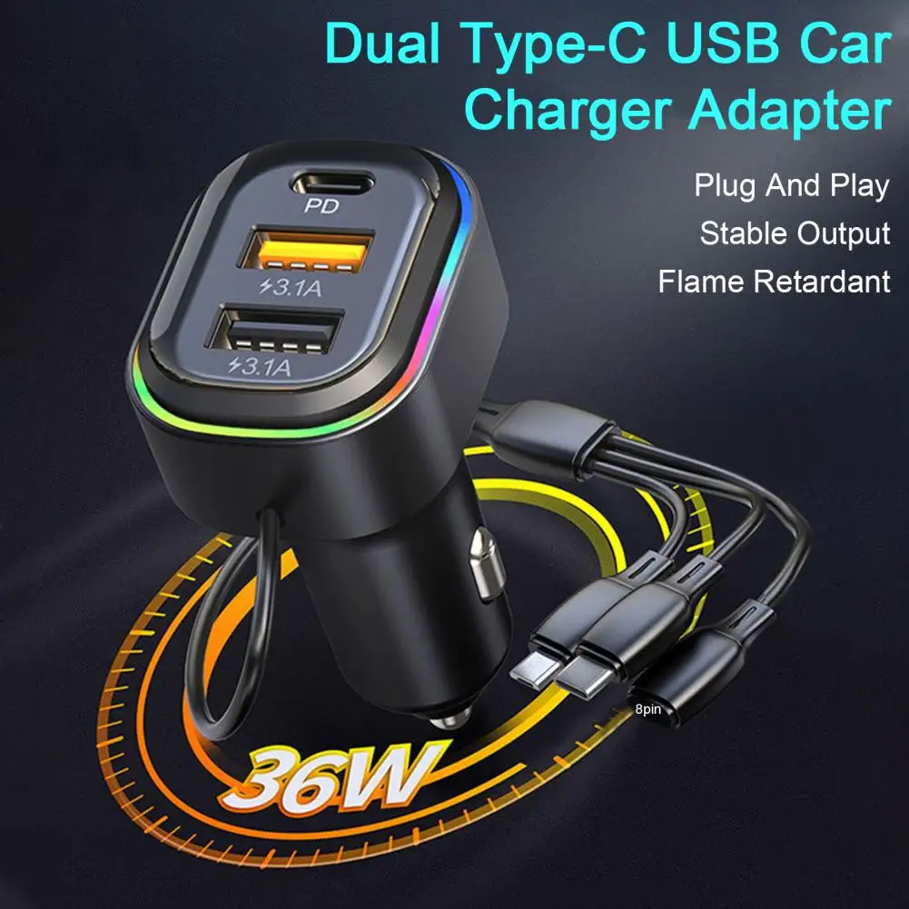 

Car Charger Convenient Stable Output Rust-proof Dual USB Ports Car Adapter Socket Vehicle Supplies