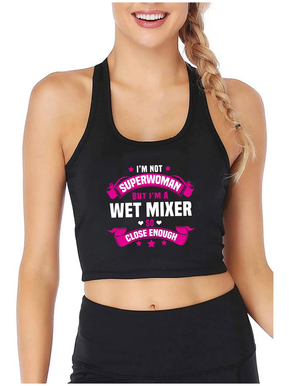 

Wet Mixer Print Design Naughty Sexy Slim Fit Crop Top Hotwife Humorous Flirtation Tank Tops Swinger Cotton Sports Camisole