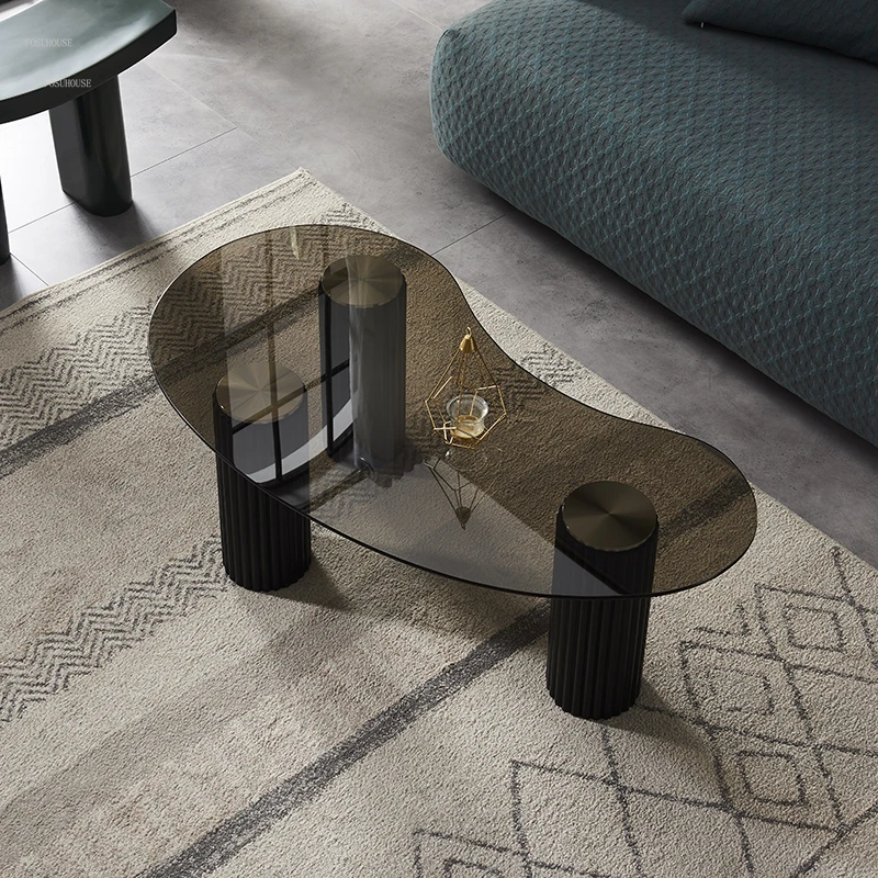 

Tea Tempered Glass Coffee Tables Luxury Leisure Home Living Room Sofa Side Tables Designer Service Muebles Home Furniture FY