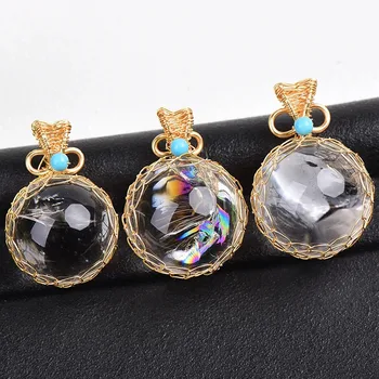 무지개 매력 유니섹스 주얼리, 그녀의 수제 민들레 소원 목걸이, 민들레 투명 크리스탈 볼 펜던트, 패션 새로운 선물