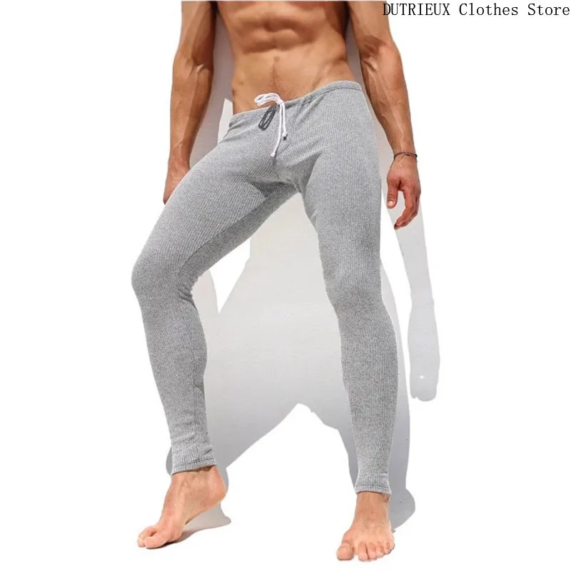 Pantaloni in maglia a righe elastiche da uomo nuovi autunno e inverno Pantaloni slim morbidi e confortevoli Pantaloni fitness elastici da uomo Palestra 2