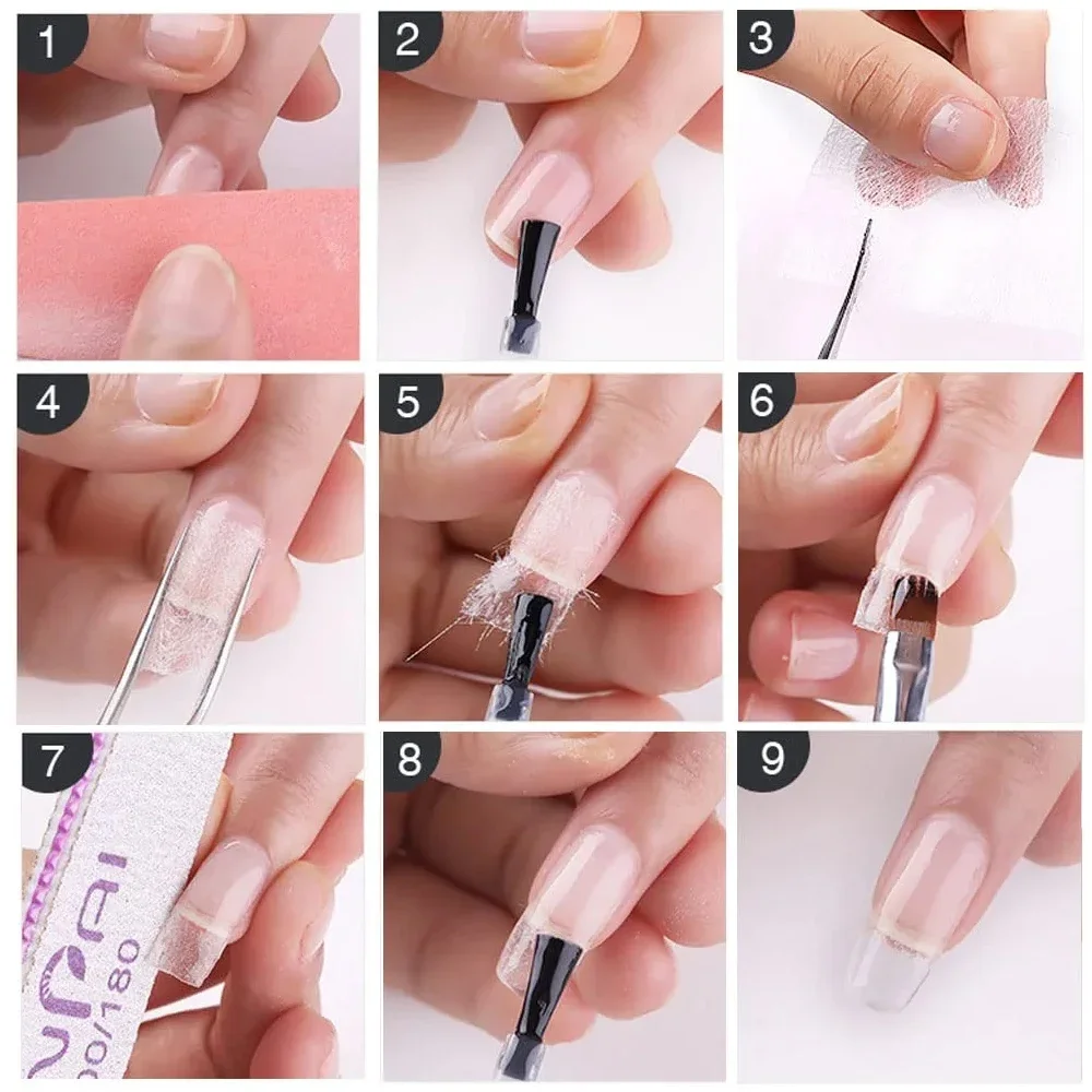 Manicure Building Fiberglass Non-woven Silks 10/20/50Pcs Nail Extension Silk Form Wrap UV Gel French Acrylic Tips Nails Art Tool