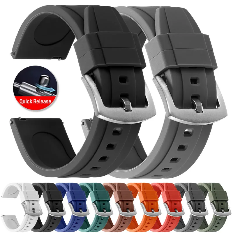 Premium Waterproof Silicone Sport Strap - Quick Release, Multiple Colors