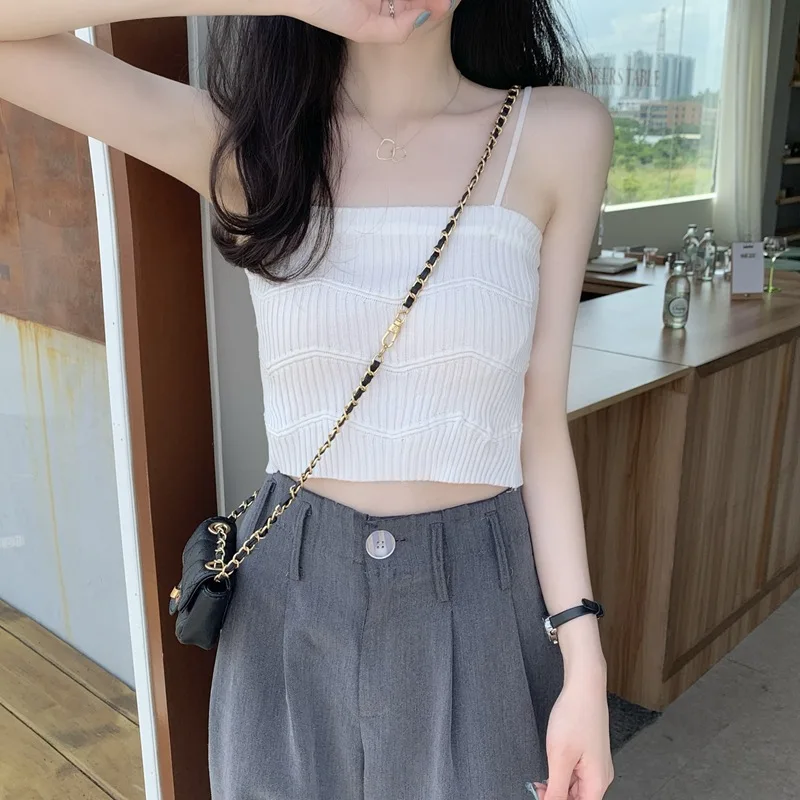 Women Knitted Tube Slip Camisole Top