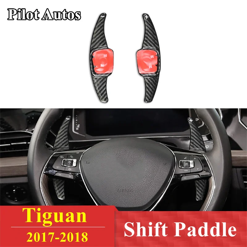 

Genuine Carbon Steering Wheel Shift Paddle Extended Shifter Trim Cover For VW Volkswagen Tiguan 2017 2018