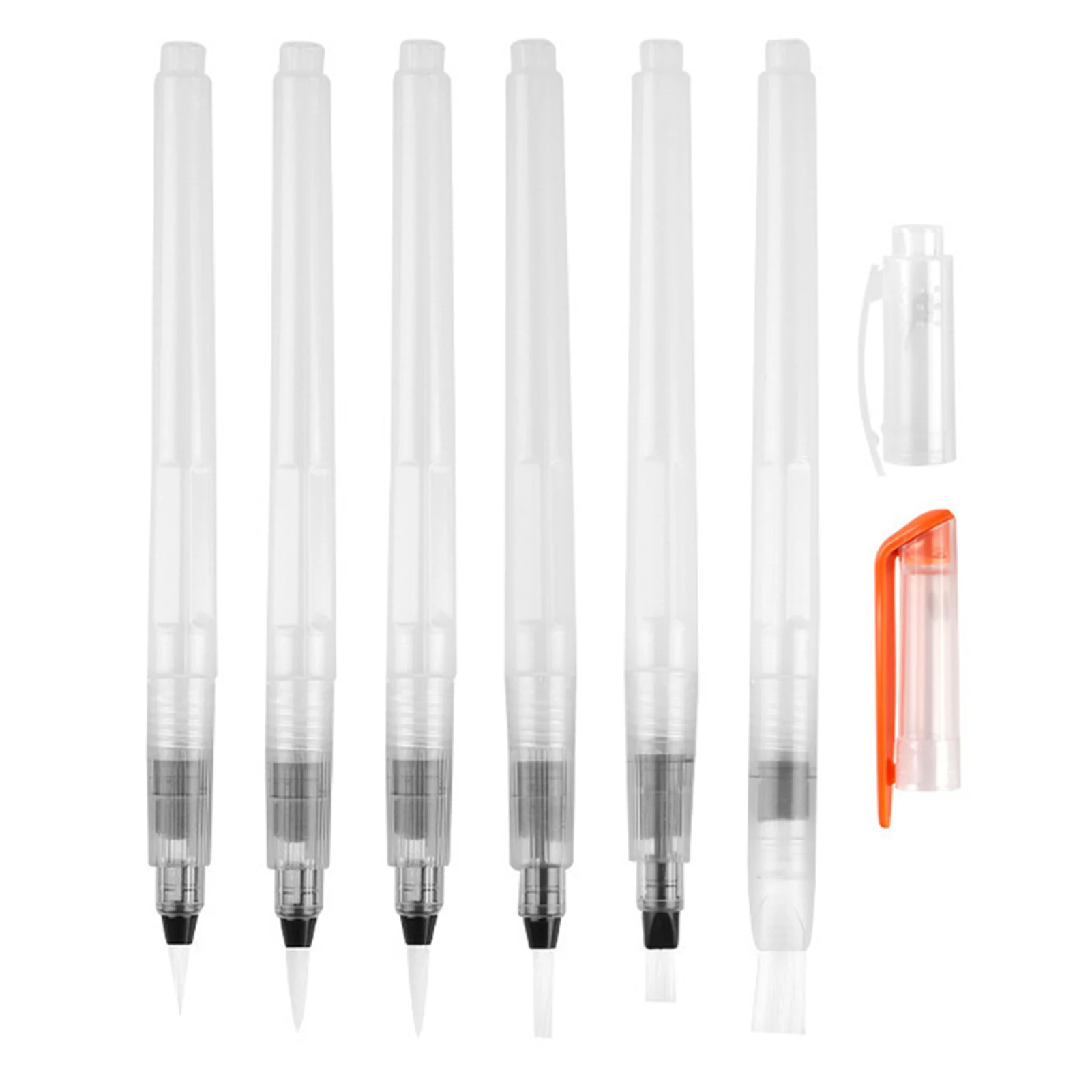 

6pcs Professional Student Water Brush Pen For Watercolor Refillable Flat Fine Tip Home School Art Supplies Drawing Painting Gift