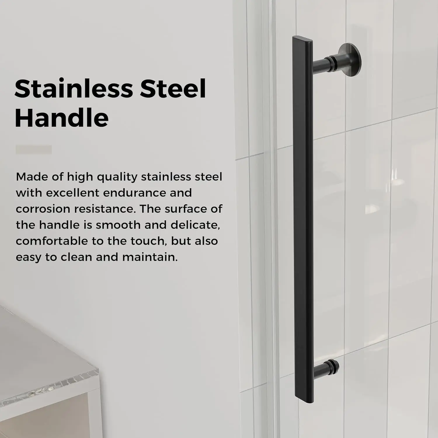 Frameless Shower Door Water Repellent Black Shower Door with Clear Tempered Glass Easy Sliding Showe Door with Explosion Proof 5