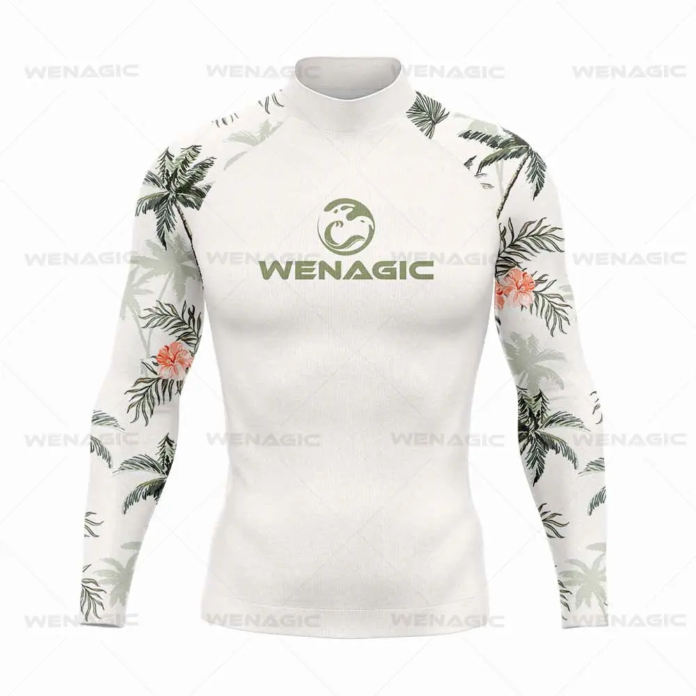 Surfing Swimming Diving T-Shirts Tight Long Sleeve Rash Guard Swimwear Men's UV Protection Surf Clothing Beach Floatsuit Tops