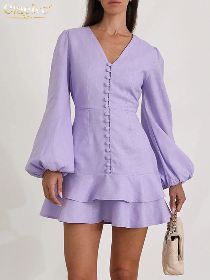 Clacive Casual Slim Purple Cotton Women Dress 2025 Fashion V-Neck Long Sleeve Mini Dresses Elegant Classic Pleated Female Dress - AliExpress 200000345 Clacive Casual Slim Purple Cotton Women Dress 2025 Fashion V-Neck Long Sleeve Mini Dresses Elegant Classic Pleated Female Dress - AliExpress 200000345
