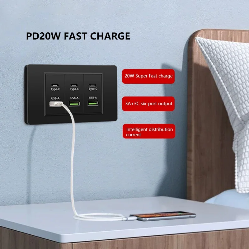 tipo c porta usb tomada de parede 01