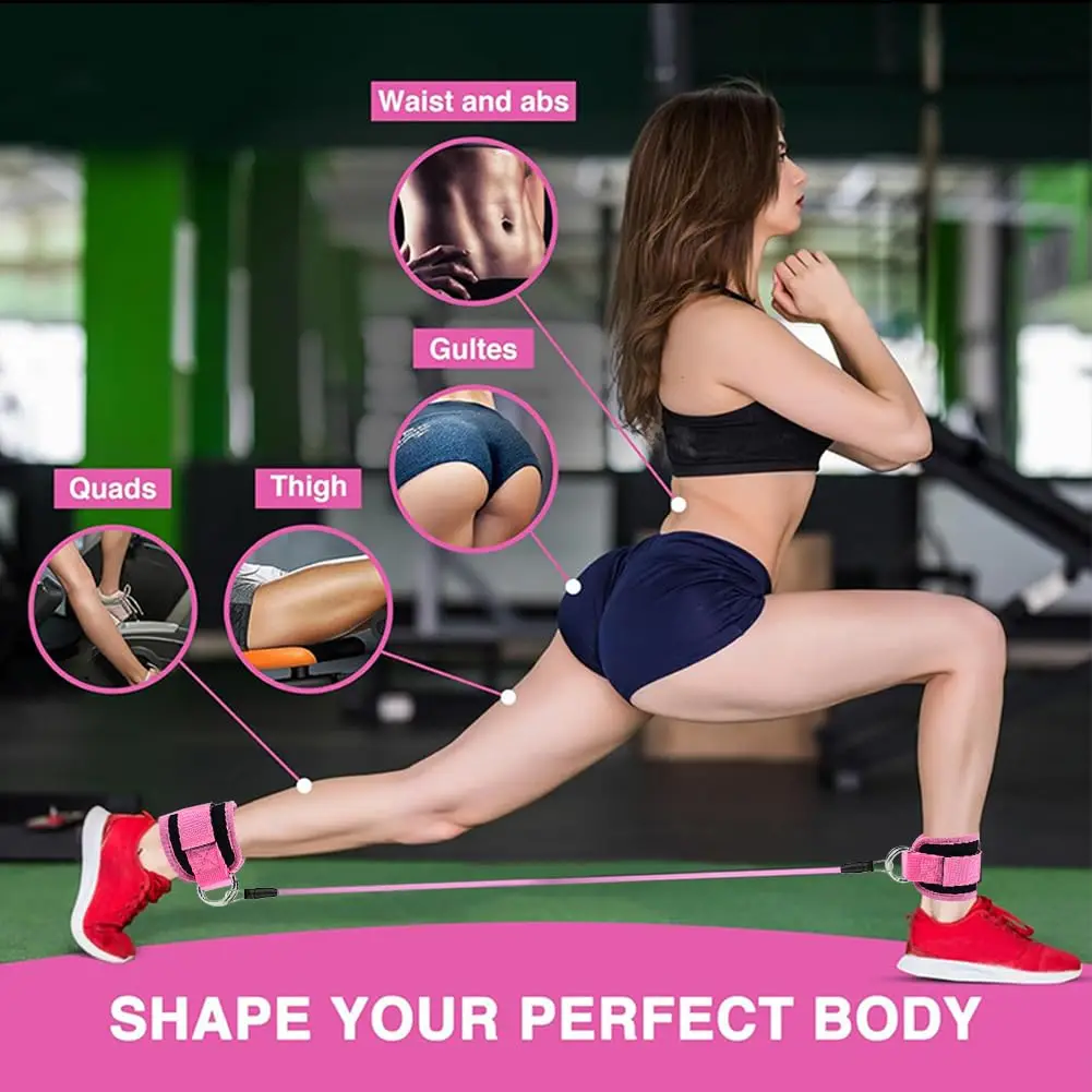 Enhanced Fitness Resistance Band Set with Ankle Straps - Elastic Workout Bands for Home Gym and Yoga Exercises