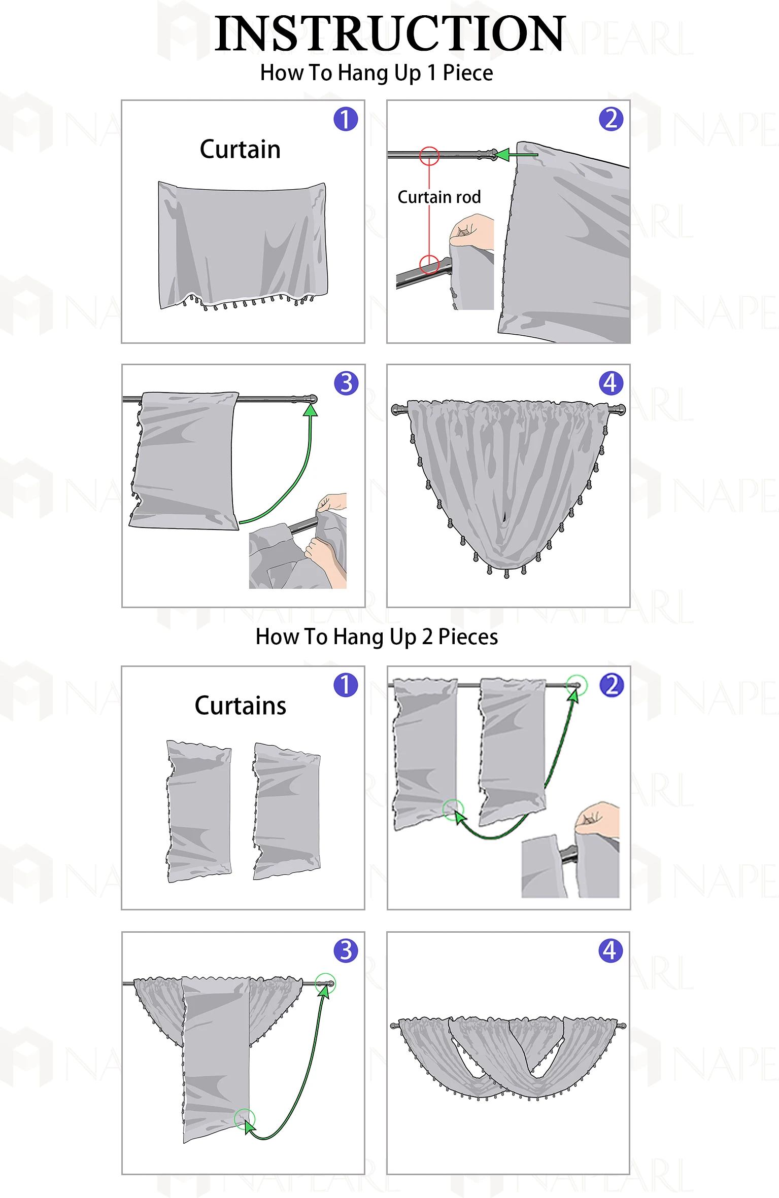 NAPEARL Transparent Sheer Waterful Valance for Living Room Window Curtains Home Beads Decoration Elegant Rod Pocket Short Drapes