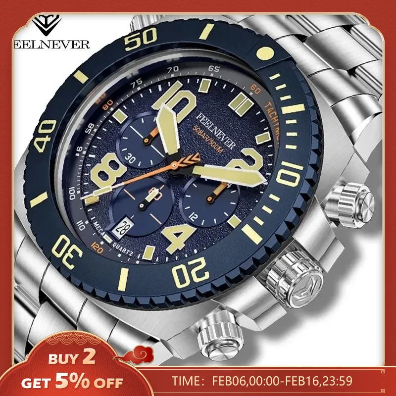 2023 New Sport Dive Orologio Al Quarzo Per Uomo Acciaio Inossidabile 316L Zaffiro Quadrante Grande Orologi Da Uomo 500M Orologio Impermeabile Reloj Ho