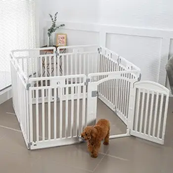 Foldable Pet Playpen with Door 6-Panel Small Dog Fence Easy Assemble Indoor Outdoor 5