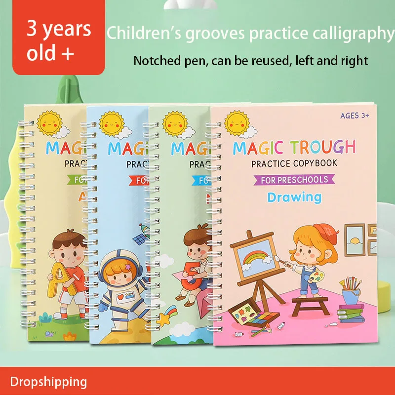 Full English Children'S Slot Graffiti Book Pen Control Training Magic Graffiti Bambini Lettera Montessori Regalo Di Natale