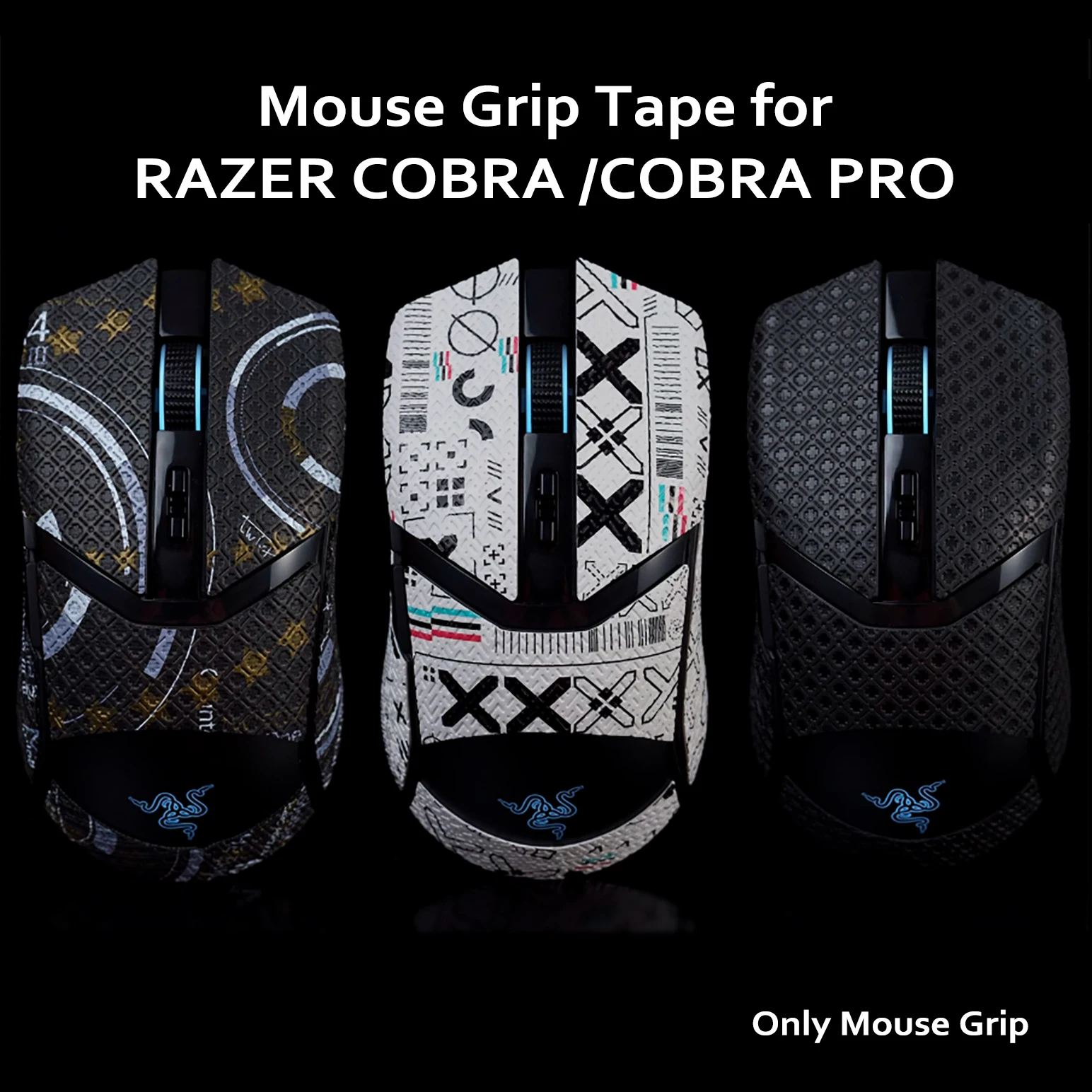 BTL 마우스 그립 테이프 RAZER COBRA PRO 용 스케이트 도마뱀 피부 스티커 미끄럼 방지 땀 빨기 Pre Cut Easy Instand Full Coverage
