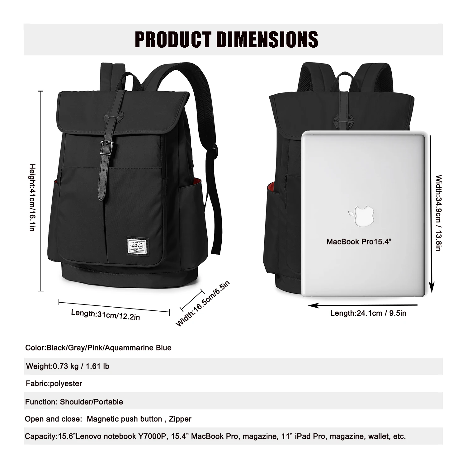WindTook Travel Backpack Men Business Backpack with USB Large Capacity 15.6 Laptop Waterproof Fashion Backpack