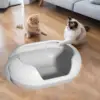 Cat Litter Box Kitten Litter Pan Splashproof High Sided Cat Sand Box Pet Supplies Low Entry Open Top Pet Litter Tray Bedpan