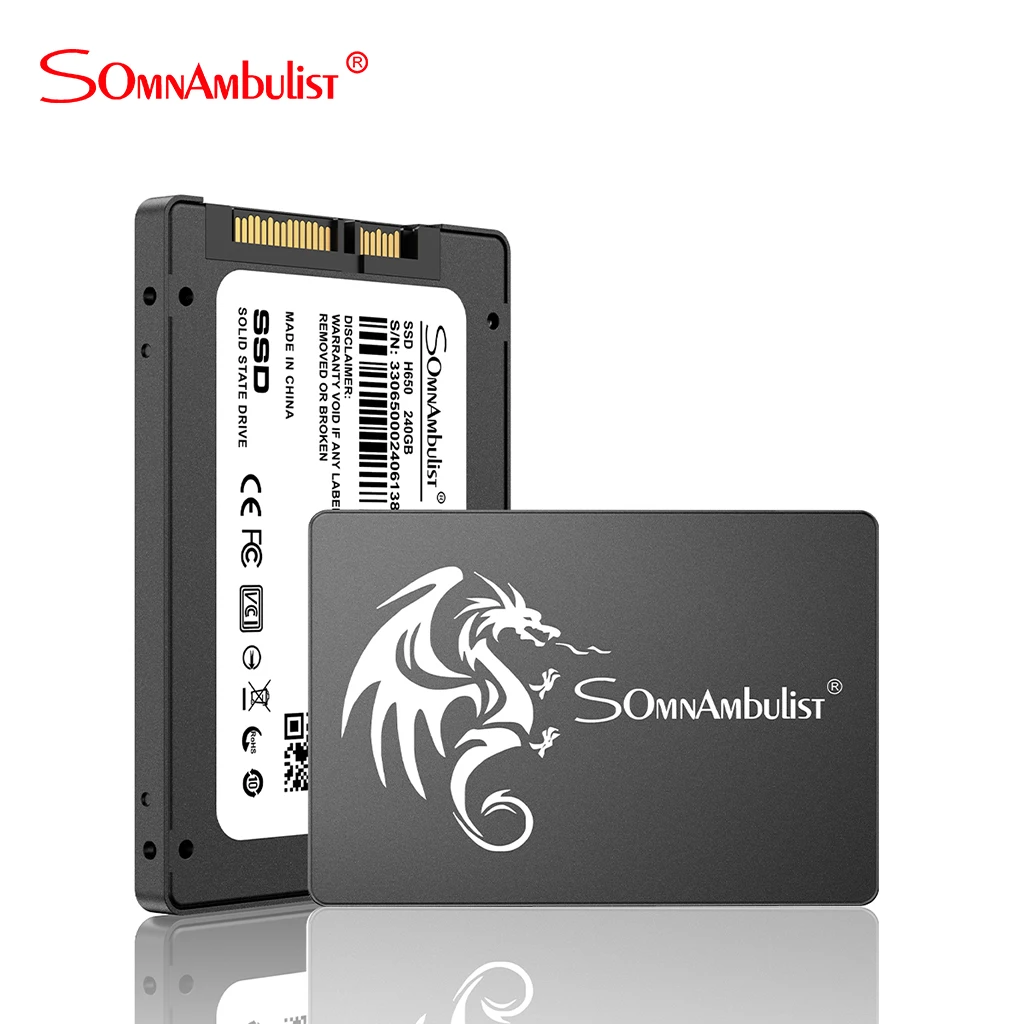 SomnAmbuList SSD для настольного/ноутбука, внутренний 2,5-дюймовый накопитель SATA III, 64–512 ГБ, сертифицированный RoHS