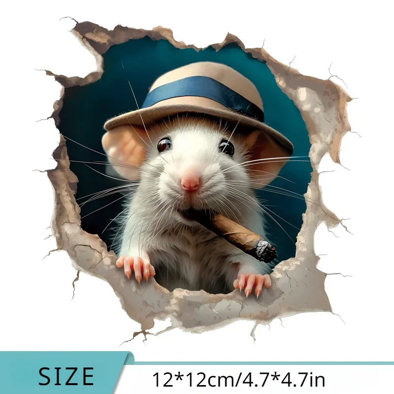 Funny 3D Stickers Mouse Hole Kawaii Toilet Stickers Waterproof Bathroom Toilet Lid Vinyl Decals Self-adhesive Home Decoration