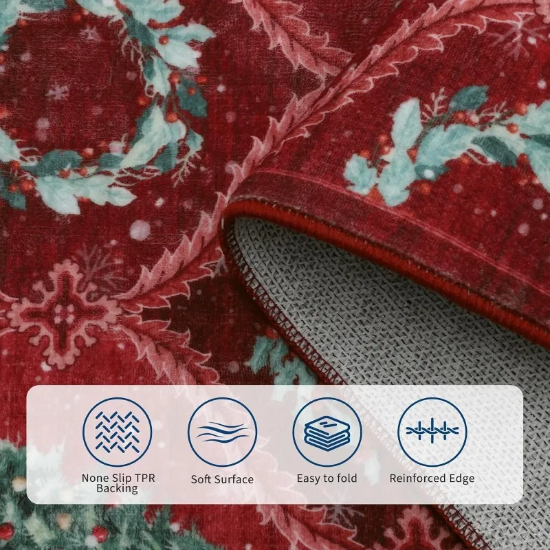 Christmas Living Room Carpet Large Area Christmas Tree Print Bedroom Rugs Machine Washable Non-slip Soft Coffee Table Mats Ковер