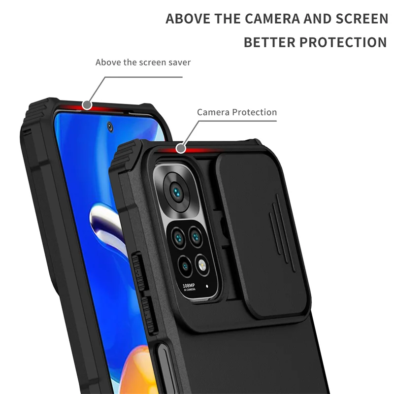 Heavy-Duty Shockproof Stand Holder Case with Camera Protection for Xiaomi Redmi Note Series