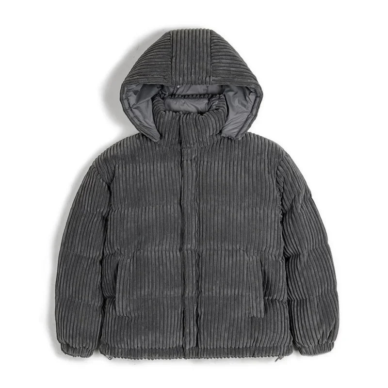 【DISCERNMENT】Borden Corduroy Hooded Short Coat Corduroy Puffer Jacket
