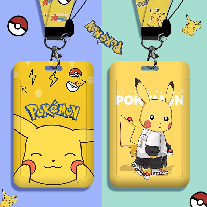 

Pokemon Pikachu Card Holder Student Cartoon Lanyard Anti-loss Protective Cover Bus Subway Access Card Anti-degaussification Bag