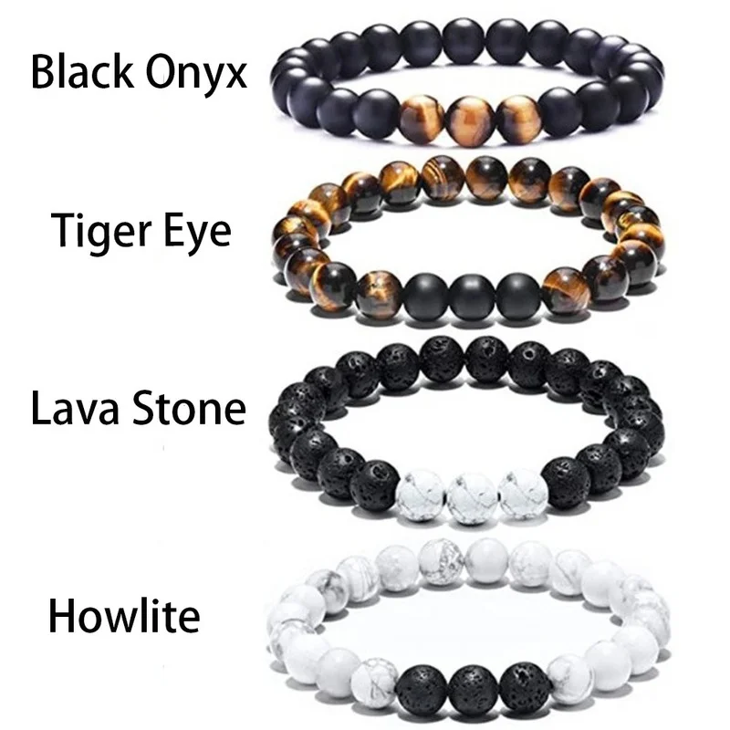 Reiki 7 Chakra Beads Bracelet Fashion Charm Natural Stone Tiger Eye Lava  Strand Bangle Balance Healing Yoga Meditation Bracelets