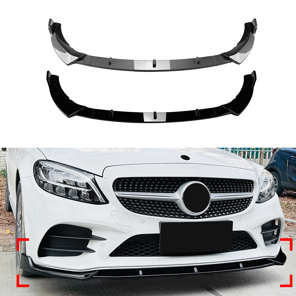 

For Mercedes Benz C-Class W205 C205 S205 2019-2021 AMG Front Bumper Lip Body Kit Spoiler Splitter Bumper Canard Splitters