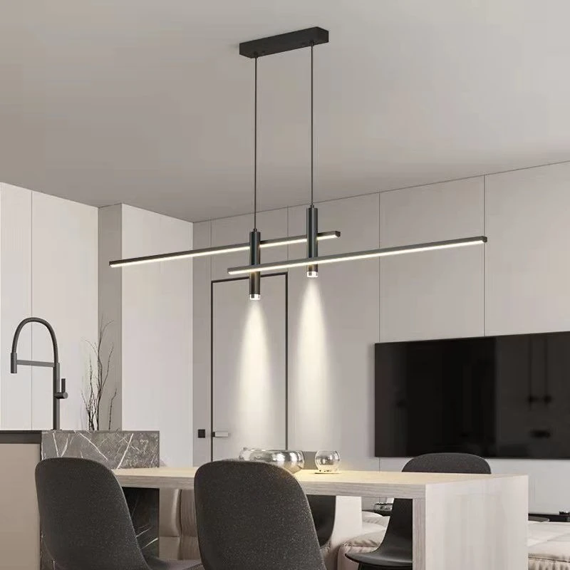 Nordic Minimalist Dining Room Pendant Light Modern Simple Bar Creative Linear Luxury Designer Lighting Fixture Home Decor Style