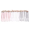 Simple Crochet Cotton Cloth Baby Pacifier Chain Moon Heart Beech Wood Clip For Handmade Baby Nipple Soother Chain Teething Toy 6
