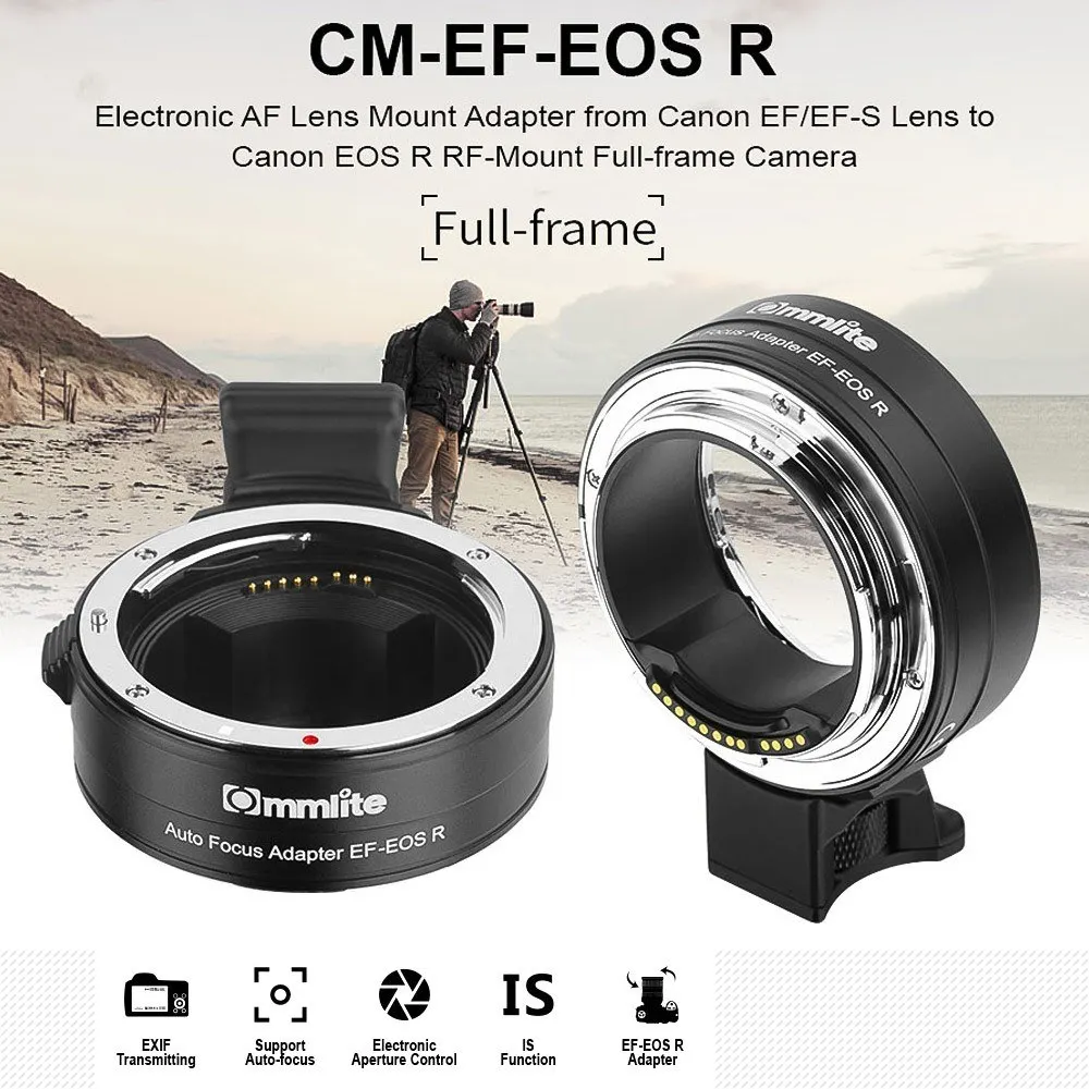 Commlite AF Lens Mount Adapter from EF/EF-S Lens to EOS R RF-Mount Full-frame