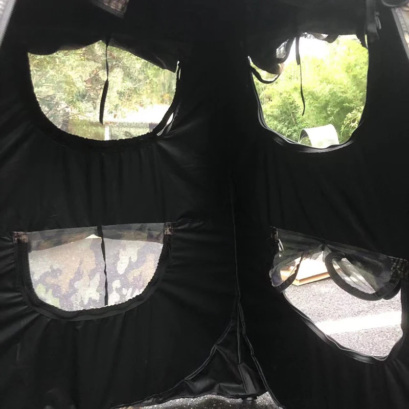Single Person Pop Up Outdoor Photography Tent 3Sides 6Windows 360 Degree Watching Bird Portable Privacy Camouflage Black Caoted