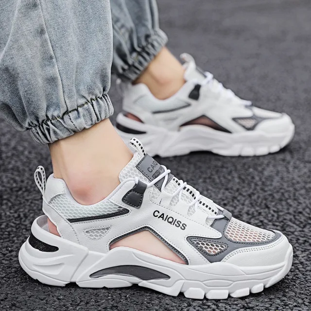 Sandales d'été pour hommes, chaussures de plage de sport respirantes, diapositives décontractées d'extérieur pour adolescents, chaussures légères à la mode, nouveau Design 1