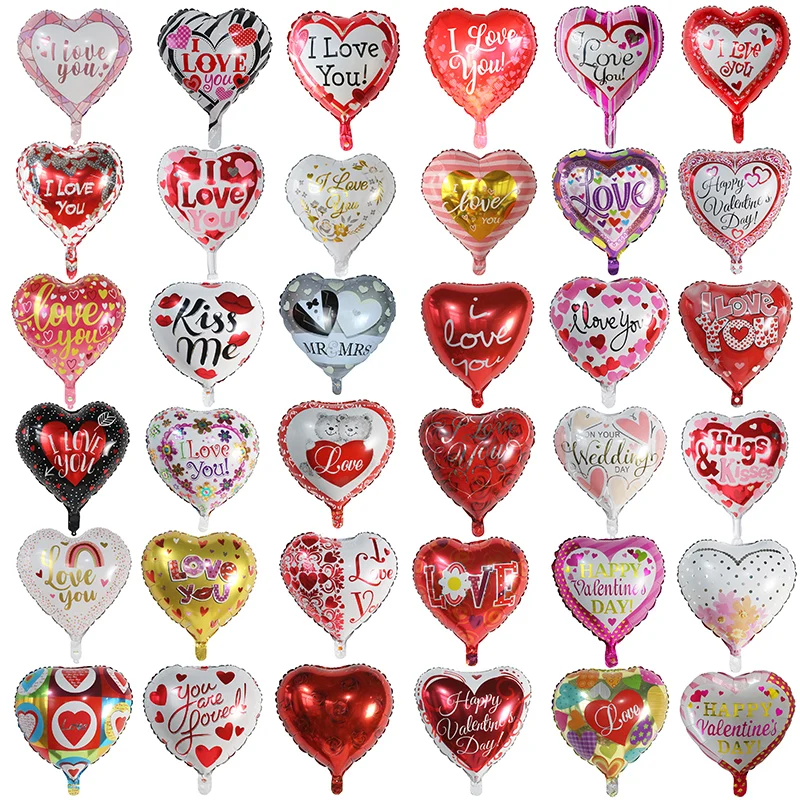 50/100pcs Heart Wedding Valentine’s Day I Love You Aluminium Foil Helium Balloon Engagement Ceremony Party Wholesale Air Globos