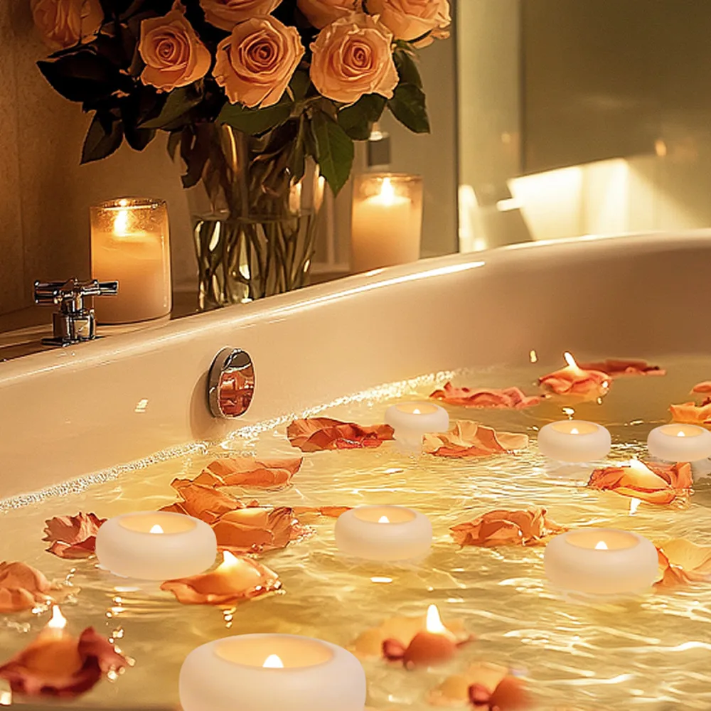 Battery Floating LED Candles Romantic Warm White Light 5