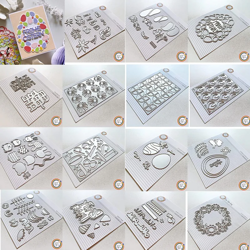 

Bunny Layering Easter Eggs Floral Happy Birthday Metal Cutting Dies Stamp Stencil Diy Scrapbooking Paper Handmade Album Greeting