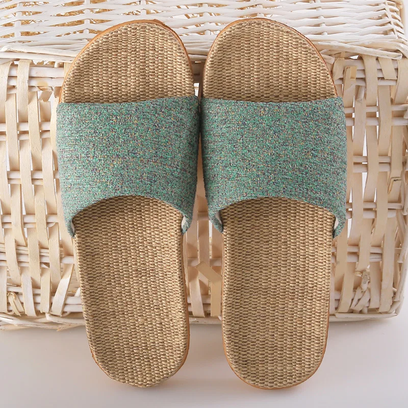 Home Couple Indoor Slippers linen slippers,cotton slippers for wooden floor non-slip men and women thick bottom summer