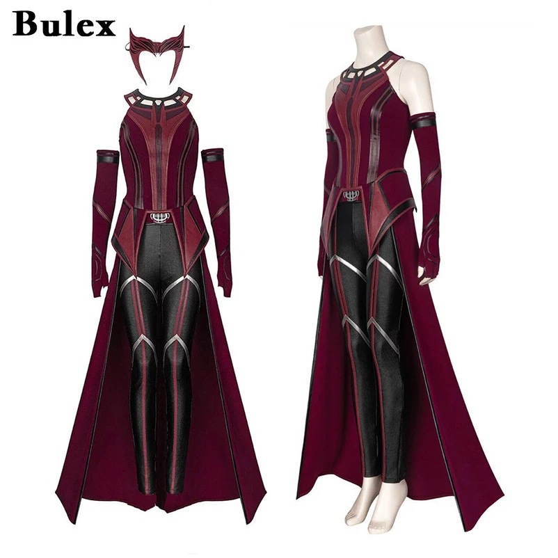 Bulex Wanda Maximoff Costume Django Maximoff Cosplay Outfit Red Cloak