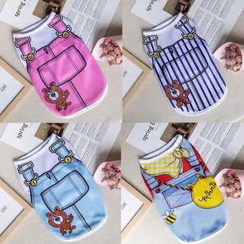 작은 강아지용 만화 강아지 조끼 셔츠, 치와와, 요크셔, 말티즈 셔츠, 강아지 의류, 고양이 복장, 여름 애완동물 옷