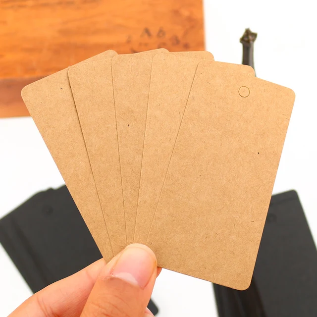 100 Etichette Regalo In Carta Kraft - 4.5x9.5 Cm Con Spago Per Matrimoni E Compleanni - Foto 10