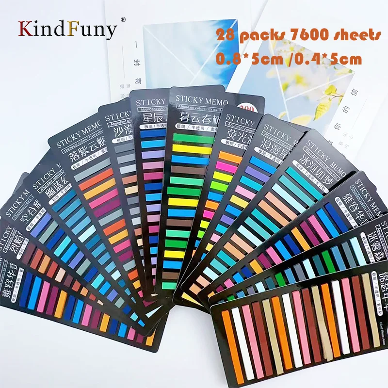KindFuny 28 Packs 7600 Sticky Note Self-Adhesive Bookmarker Annotation Reading Book Clear Tab Cute Stationery 4