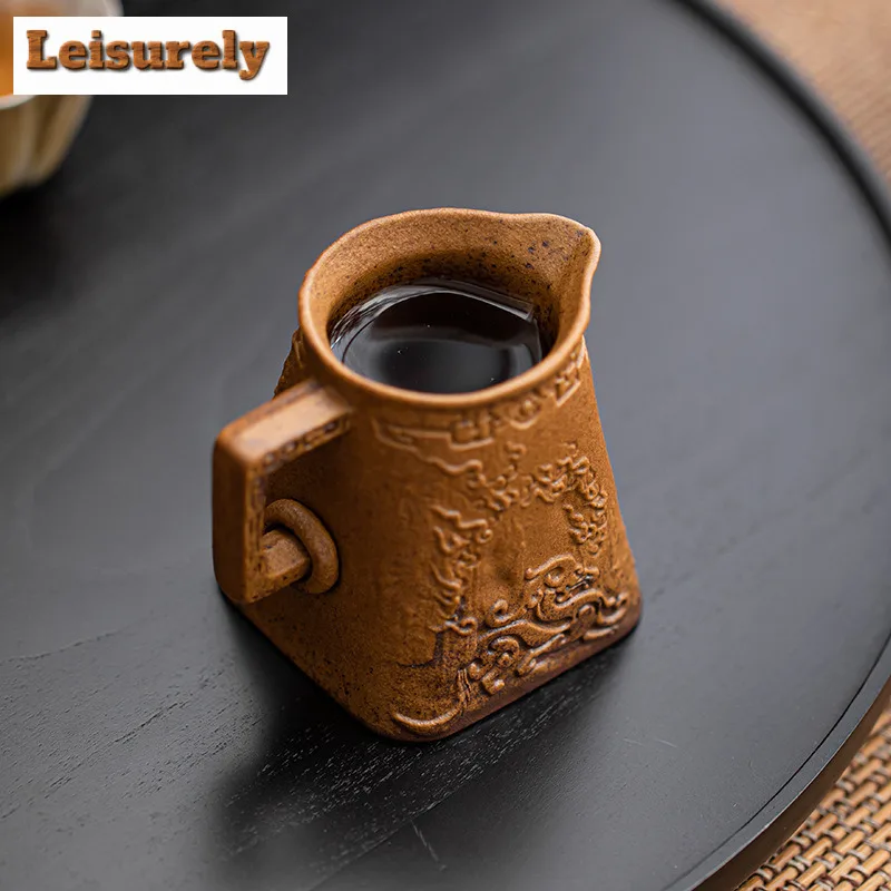 110ML Handmade Sauce Glazed Fretwork Tea Pitcher Pour Tea Cha Hai Dispenser Justice Cup Fair Mug Chinese Tea Set Accessories